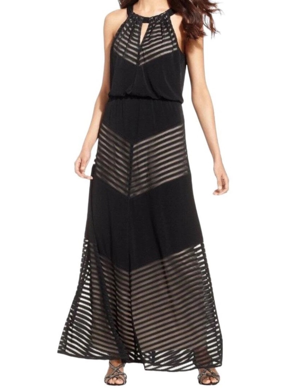 London Times halter maxi dress
